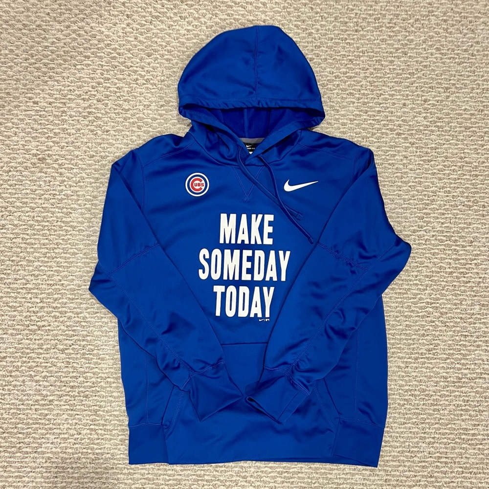 Chicago Cubs Nike Therma-Fit Blue Hoodie ‘Make Someday Today’, Mens Large